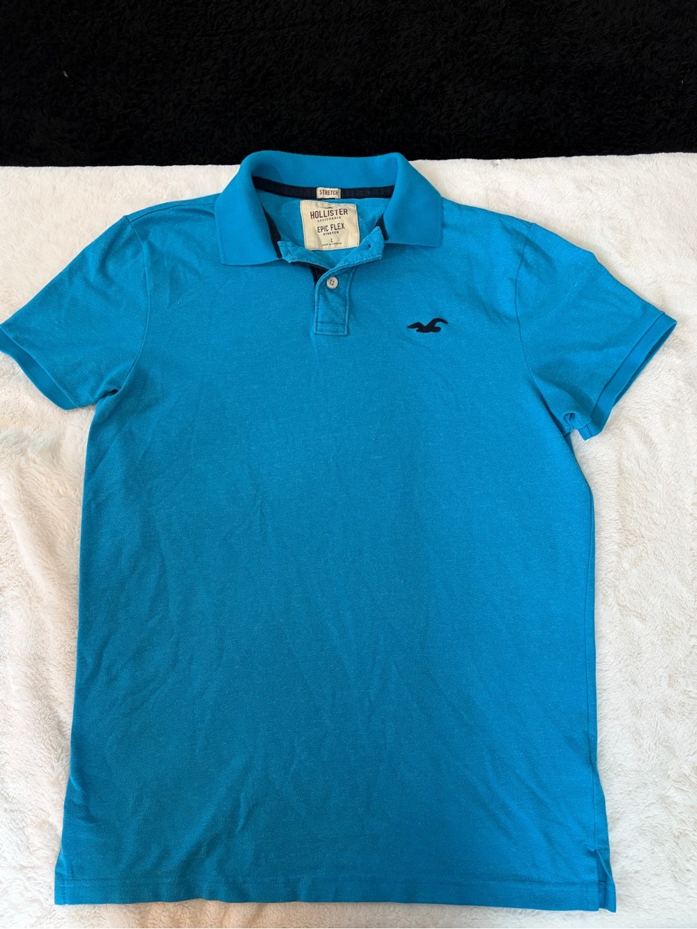 Hollister Turquoise Short-Sleeve Polo with Embroidered Logo
